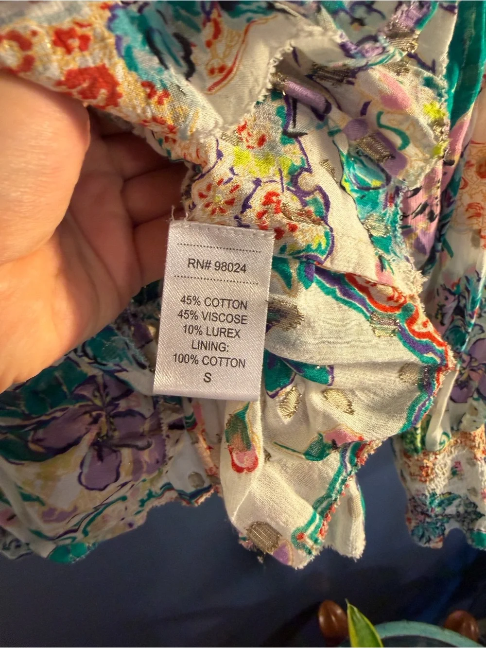 Love the label Floral Ruffle Long-Sleeve Women's Top Cream Multicolor Small
